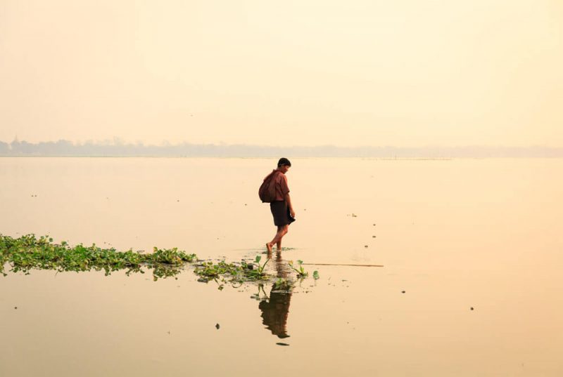 Fisherman at dawn Myanmar Burma